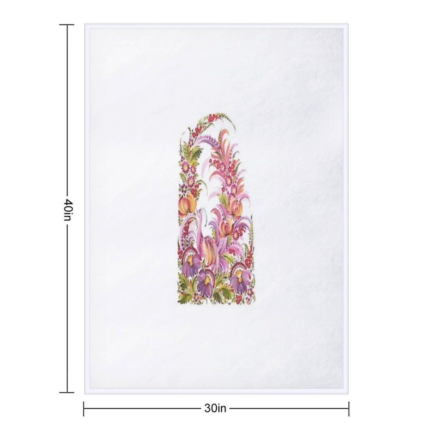 Pink Bird in Floral Bloom Throw Blanket