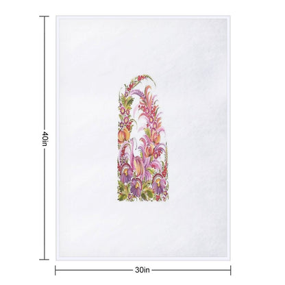 Pink Bird in Floral Bloom Throw Blanket
