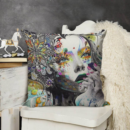 Banksy Urban Princess Graffiti Oil Painting Linen Throw Pillow Cover