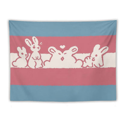 Trans Flag Bunnies Tapestry