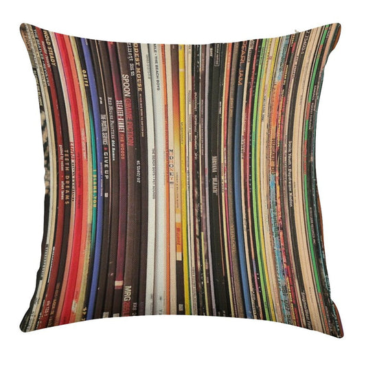 Ultimate Vinyl Record Collection Linen Throw Pillow Cover