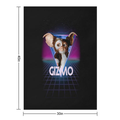 Gremlins Gizmo Retro 80s Neon Landscape Throw Blanket