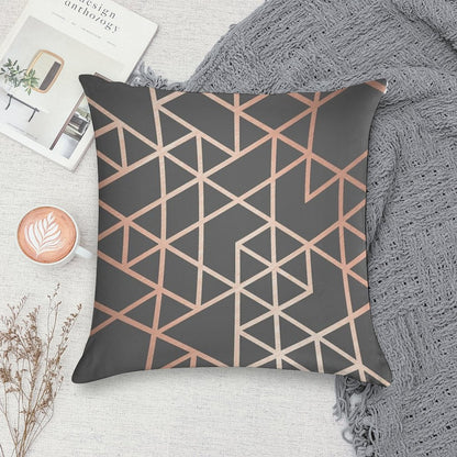 Rose Gold And Gray Geometric Pattern Soft Luxury Feel Throw Pillow