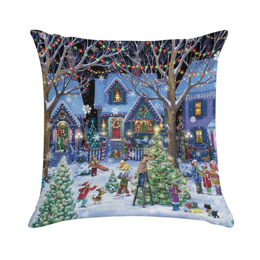 Decorating for Christmas Soft Fade-Resistant Throw Pillow