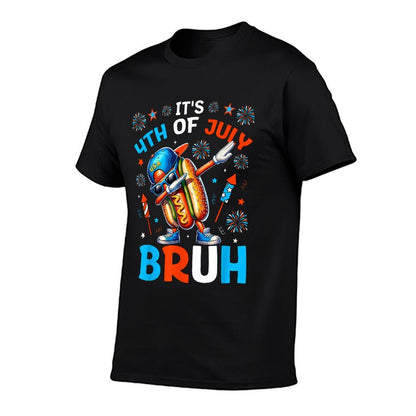 Bruh 4th Of July Boys Kids Hotdog Funny Fourth of July  Soft T-Shirt