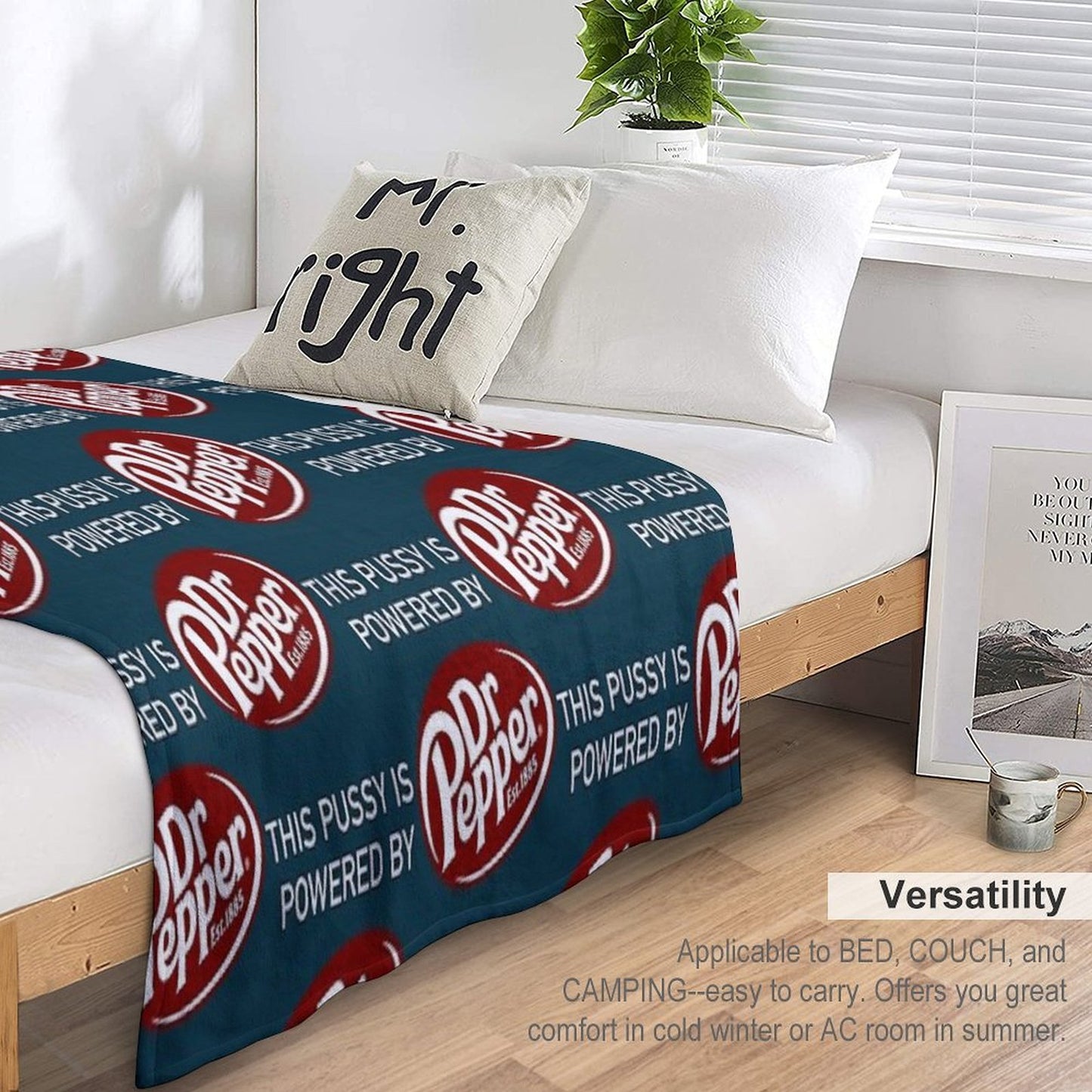 This Cat Is Powered By Dr Pepper Throw Blanket