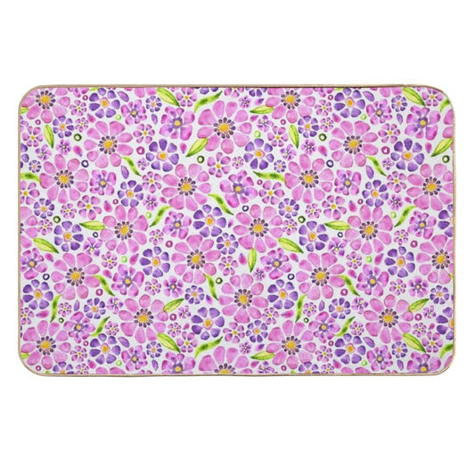 Gerbera Daisy Watercolor- Pink Purple  Dirt-Trapping Bath Mat