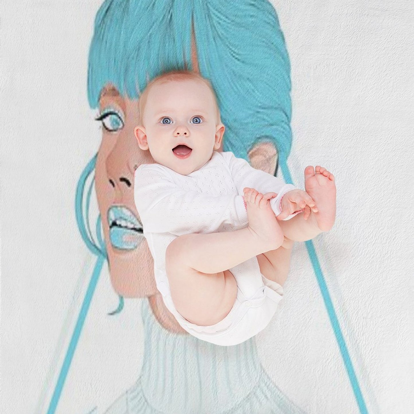 Girl in Light Blue Throw Blanket