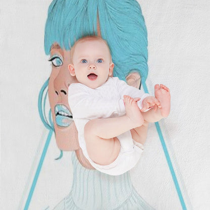 Girl in Light Blue Throw Blanket