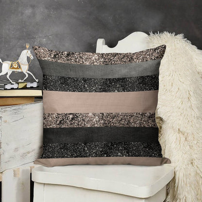 Blush Glam Stripes #2 (Photo of Glitter Only - Not Reflective) Linen Throw Pillow Cover