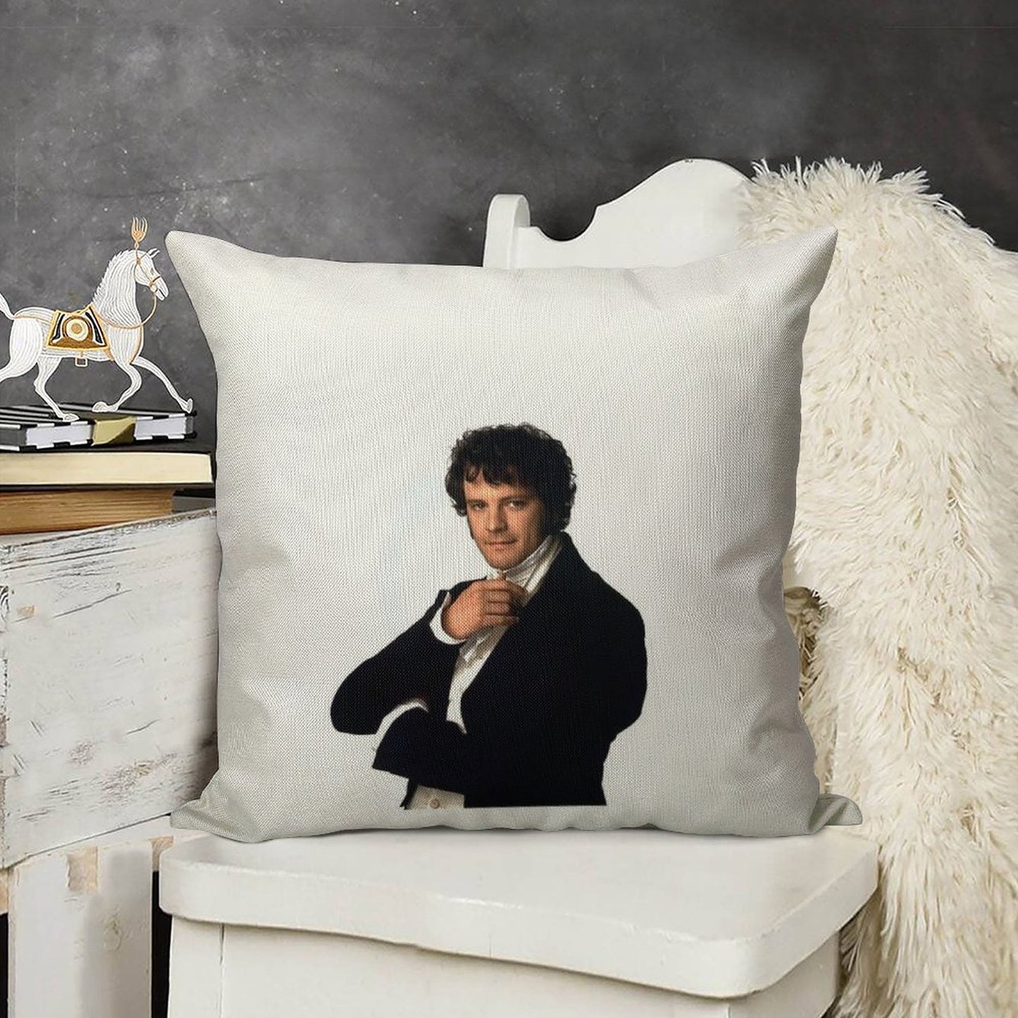 Colin Firth As Mr Darcy in Pride & Prejudice Linen Throw Pillow Cover