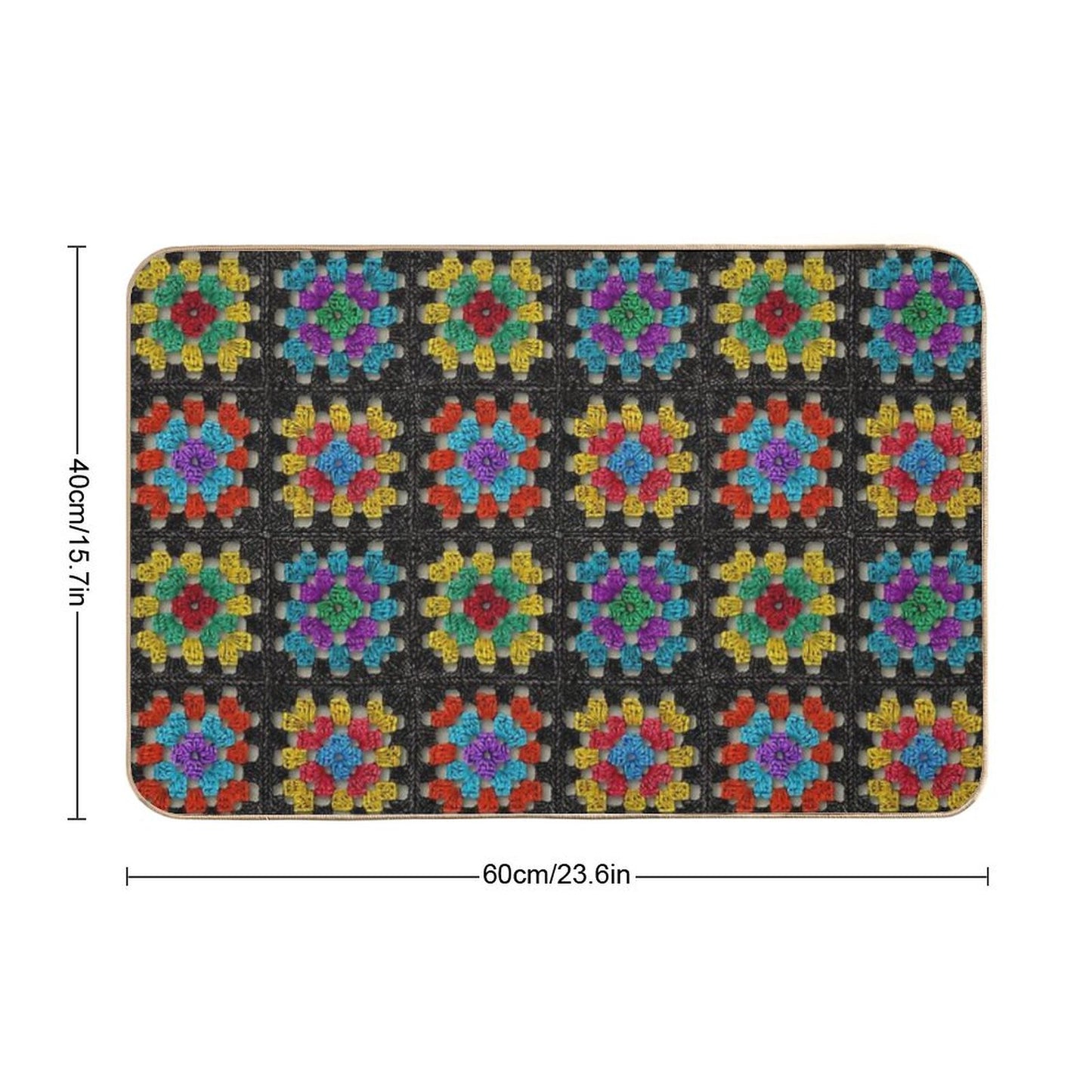 Granny Square Retro Crochet Afghan Blanket Bath Mat