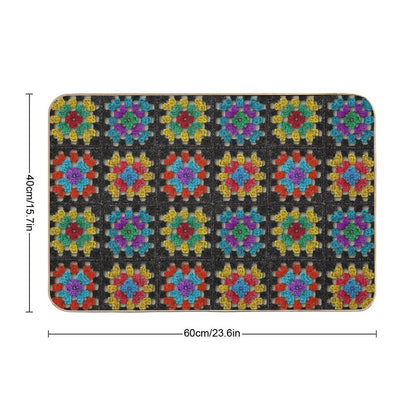 Granny Square Retro Crochet Afghan Blanket Bath Mat