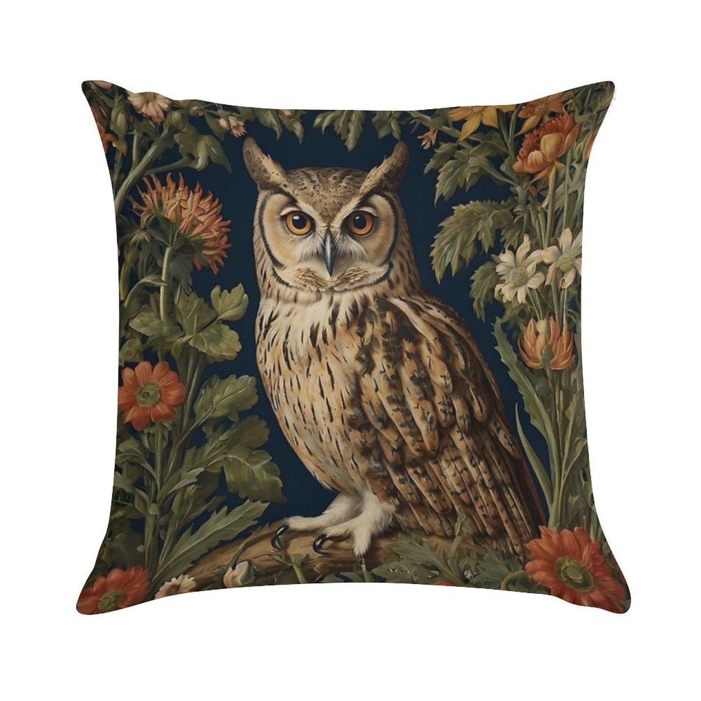 Vintage Forest Owl William Morris Style Soft Style Accent Throw Pillow