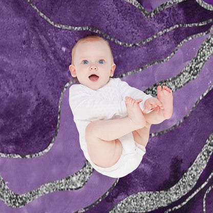 Purple Marble Agate Silver Glam #1 (Photo of Glitter Only - Not Reflective) Throw Blanket