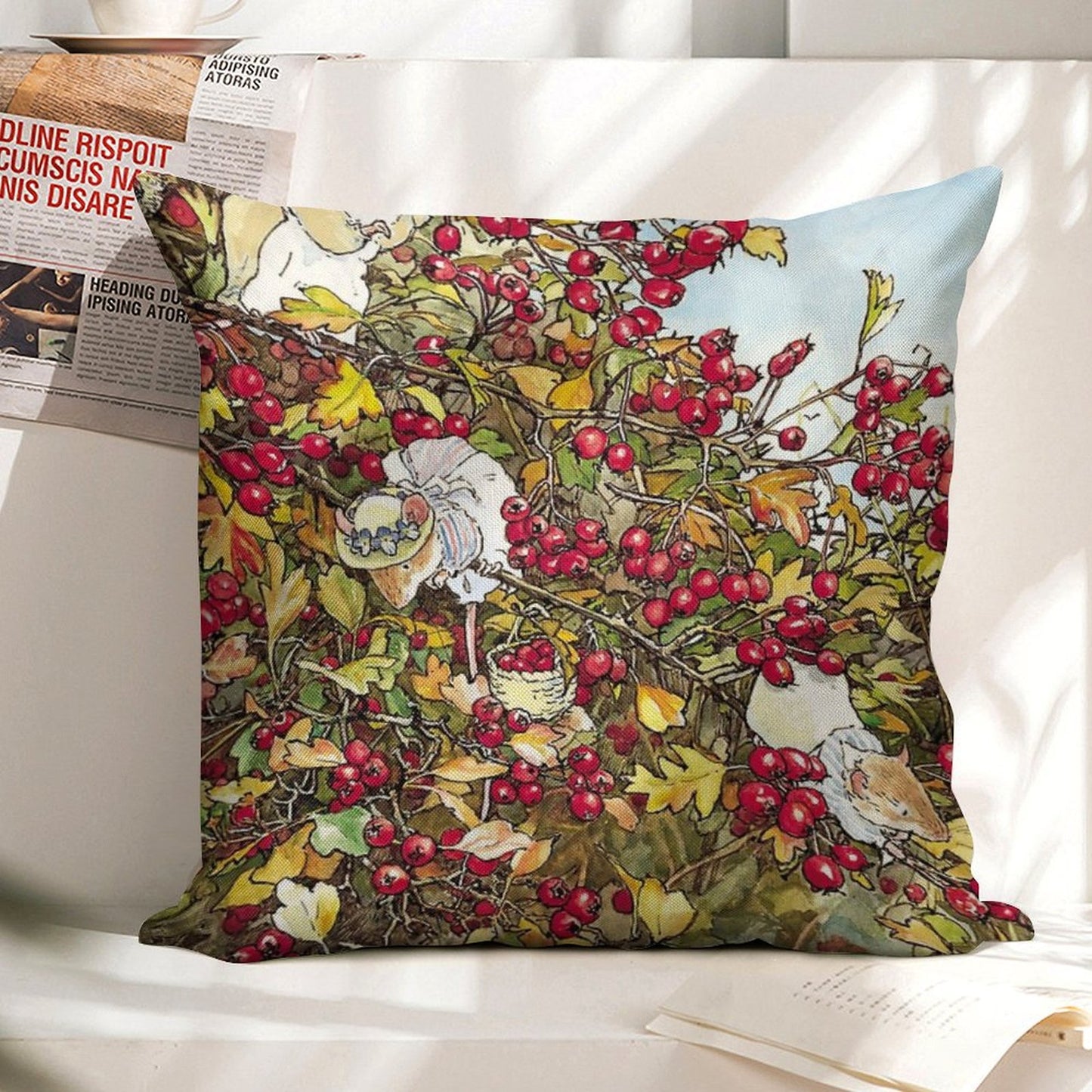 The Blackthorn Bush Linen Throw Pillow Cover