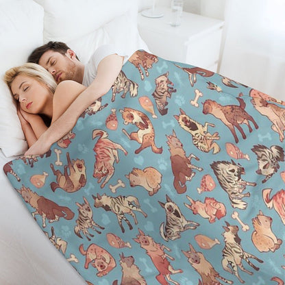 Hyenas in Cerulean Throw Blanket