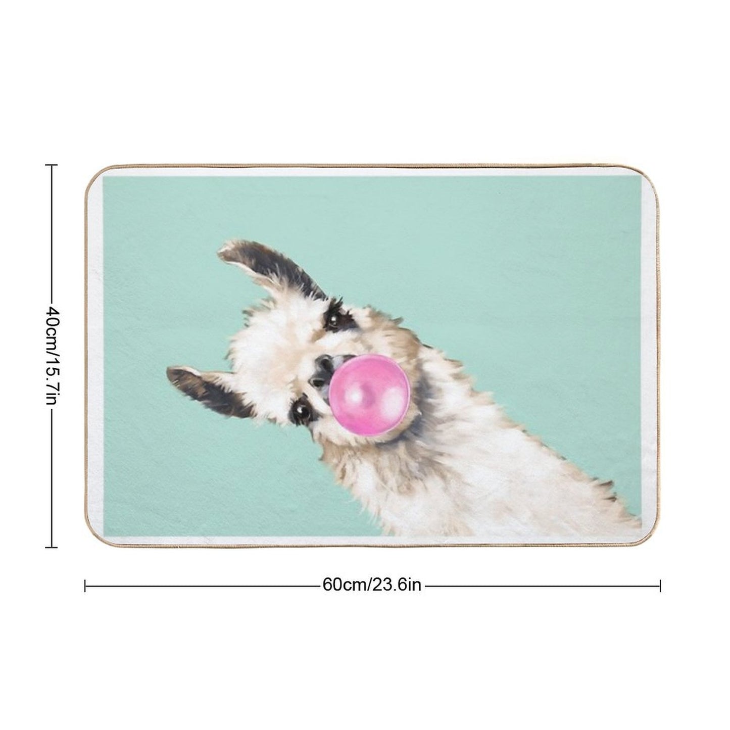 Bubble Gum Sneaky Llama in Green Bath Mat