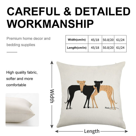 Head Rest Brindle Hound Linen Throw Pillow Cover