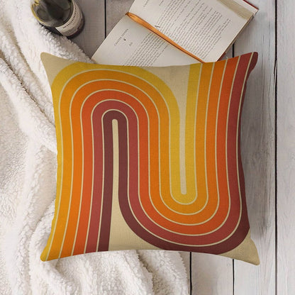 Retro Geometric Double Arch Design 522 Linen Throw Pillow Cover