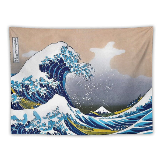 Great Wave Off Kanagawa by Hokusai Wall Tapestry Vectorized HD High Quality (Click on Artist Notes) Tapestry