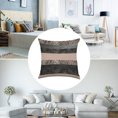 Blush Glam Stripes #2 (Photo of Glitter Only - Not Reflective) Linen Throw Pillow Cover