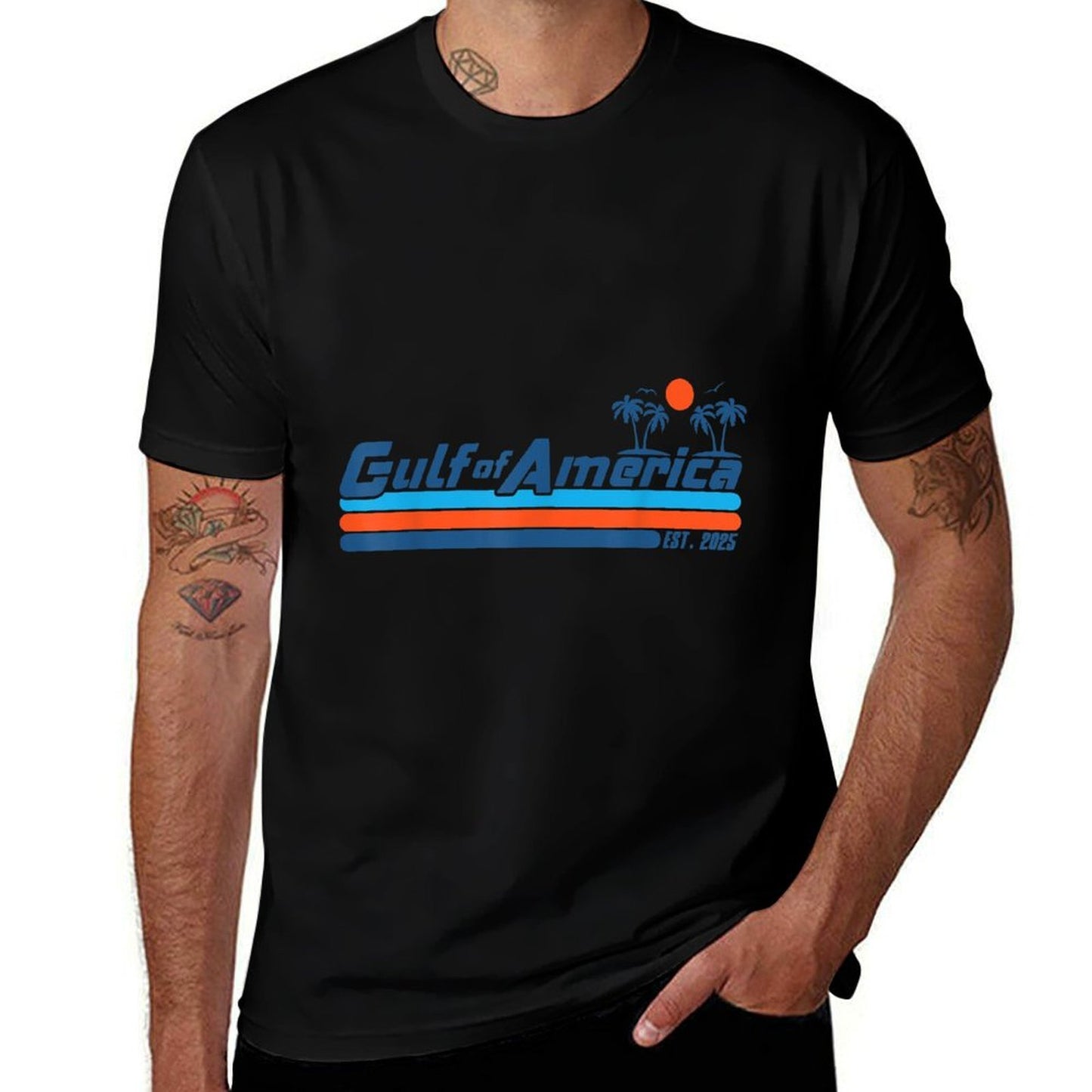 Gulf of USA America Est 2025 Retro Vintage Beach Mens Women  High-quality Stitching T-Shirt