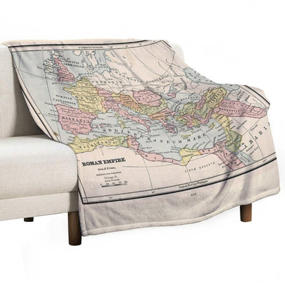 Vintage Map of The Roman Empire Throw Blanket