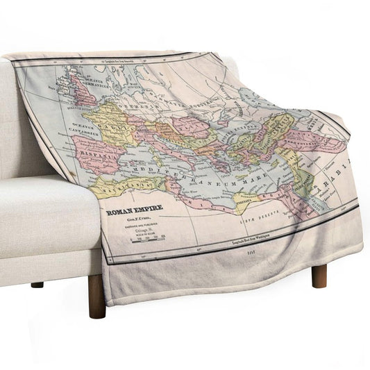 Vintage Map of The Roman Empire Throw Blanket