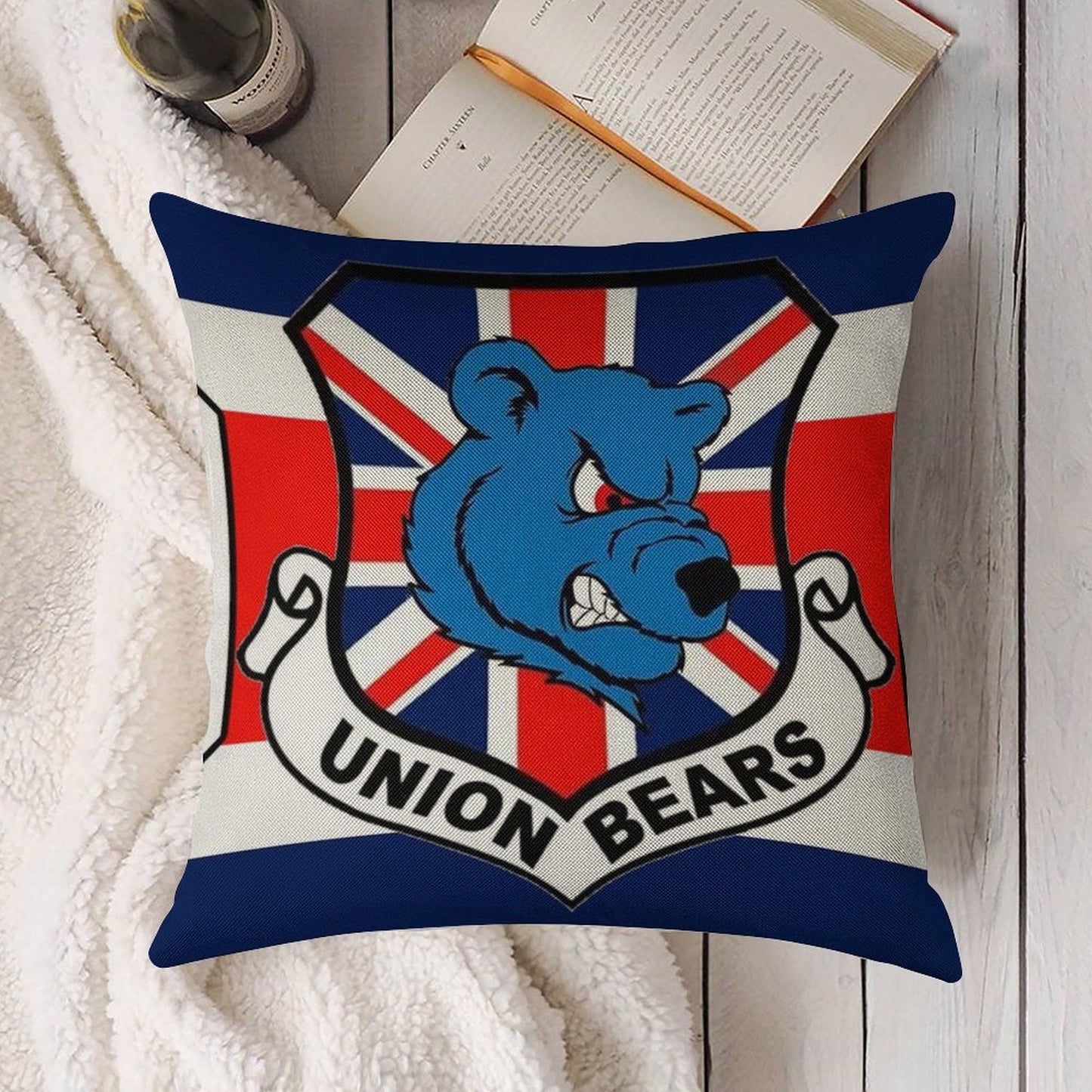Union Bears Linen Throw Pillow Cover