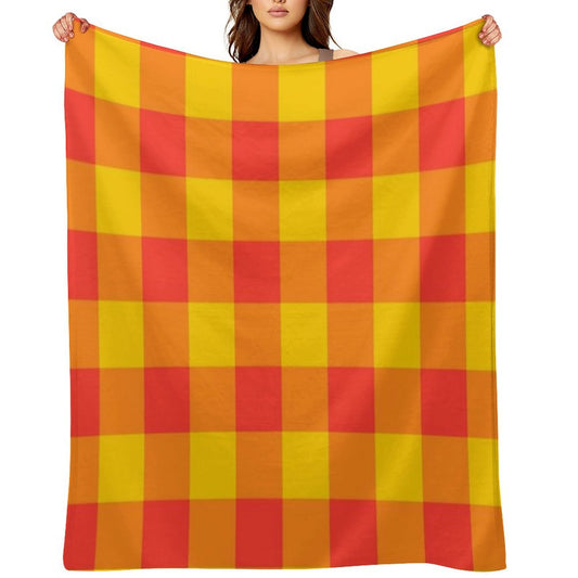 Red And Yellow Checkered Pattern Throw Blanket