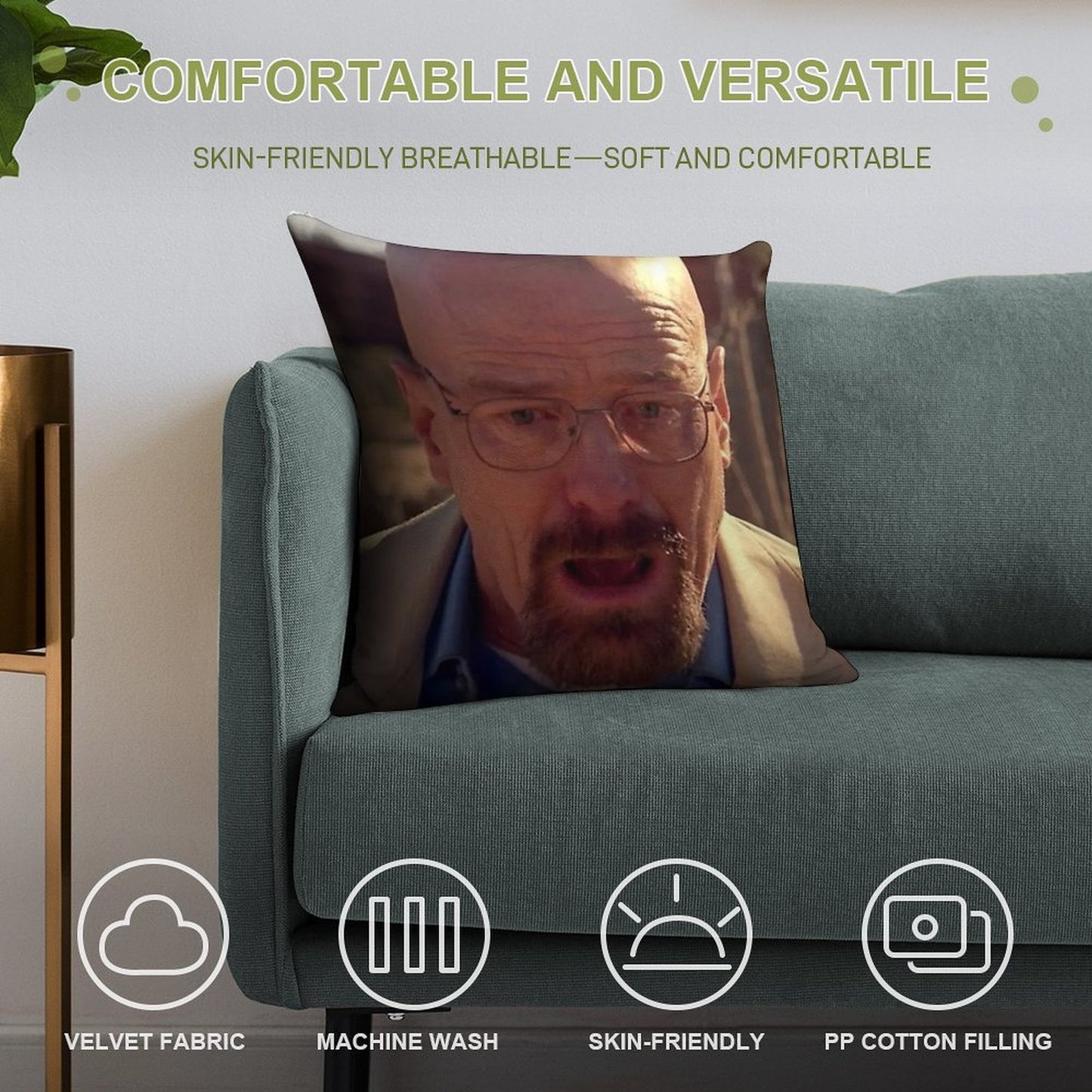Walter White Meme Soft Easy Maintenance Throw Pillow