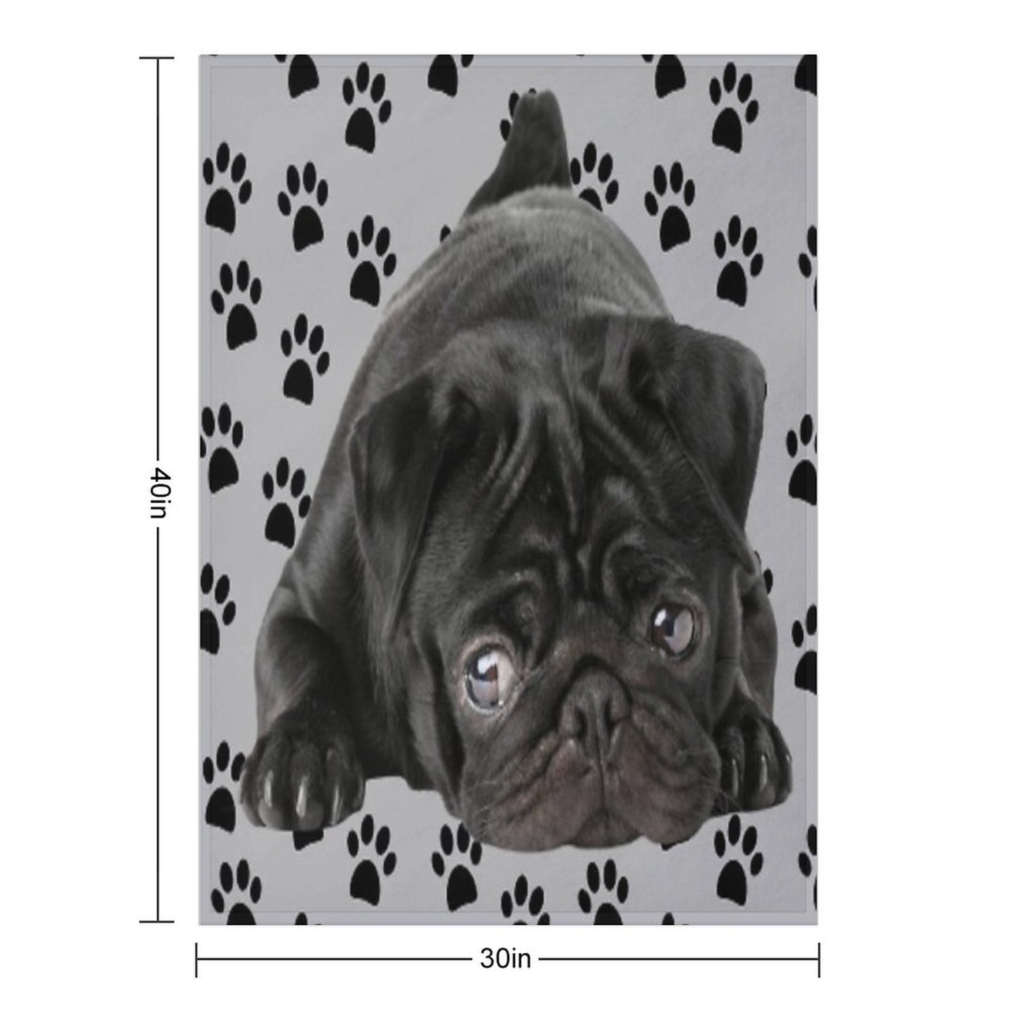 Adorable Black Pug Throw Blanket