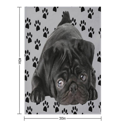 Adorable Black Pug Throw Blanket