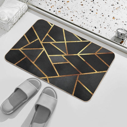 Black Gold Stone Geometric Bath Mat