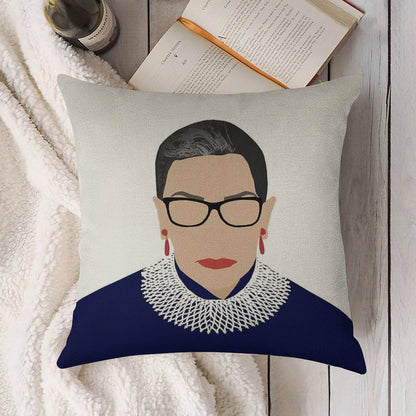 Ruth Bader Ginsburg Linen Throw Pillow Cover