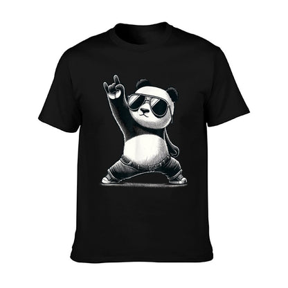Retro Panda Rock Music Gift Men Kids Women Funny Panda T-Shirt
