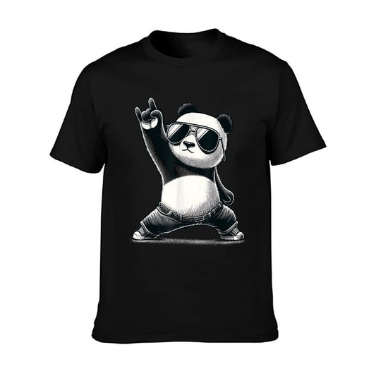 Retro Panda Rock Music Gift Men Kids Women Funny Panda T-Shirt