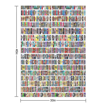 Vintage Skateboard Print Throw Blanket