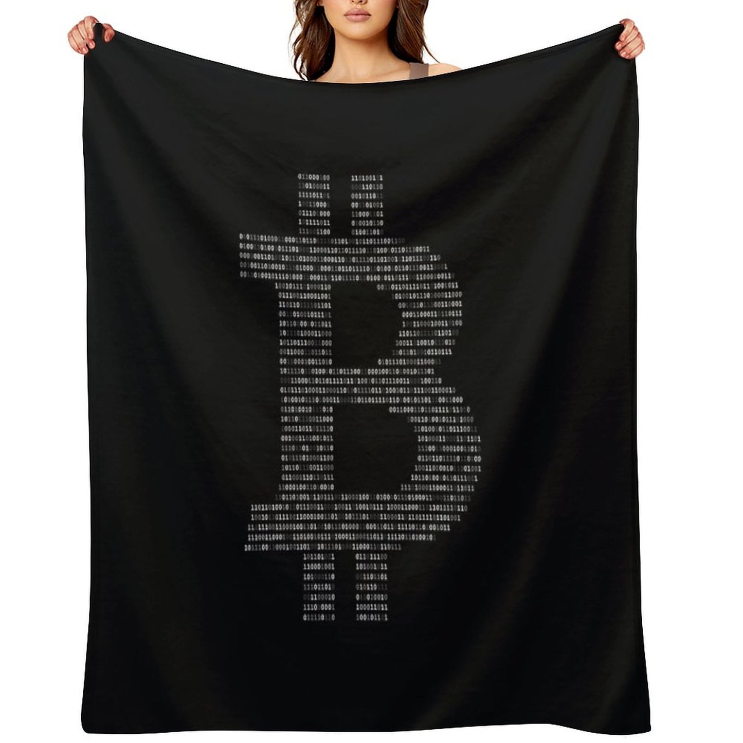 Bitcoin Binary Black Throw Blanket