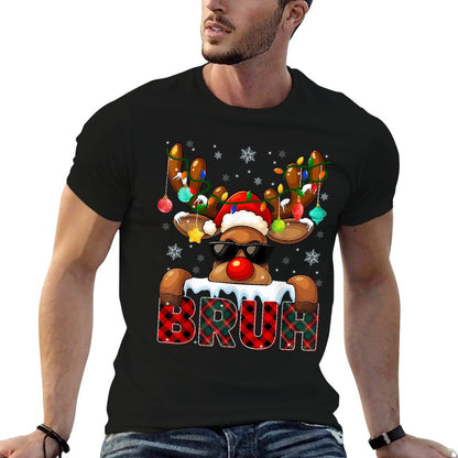 Bruh Cool Rudolph Red Nose Tree Light Christmas Xmas Boy Men  Tagless Design T-Shirt