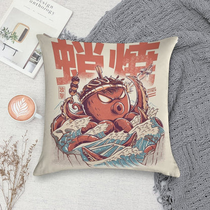 Takoyaki Attack Soft Washable Throw Pillow