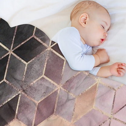 Pink And Grey Gradient Cubes Throw Blanket