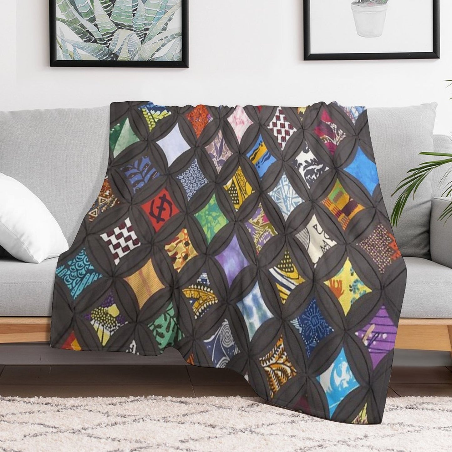 Cathedral Window Viola Canady Quilt Imagery Throw Blanket