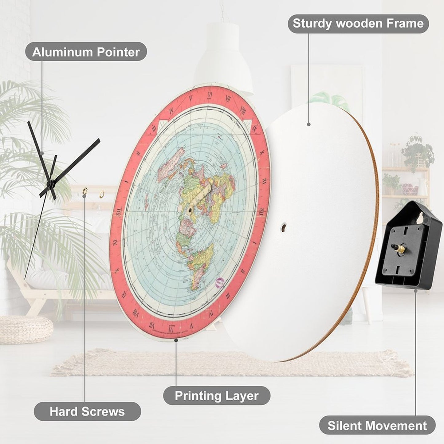Flat Earth - Gleason's Map Wall Clock