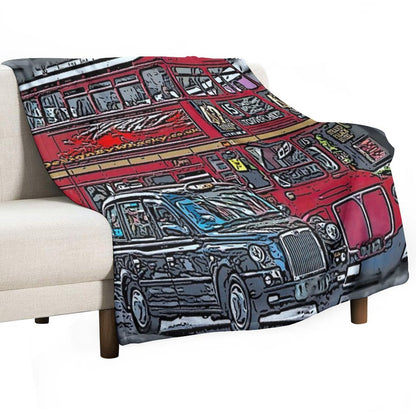 London Bus And Cab Throw Blanket
