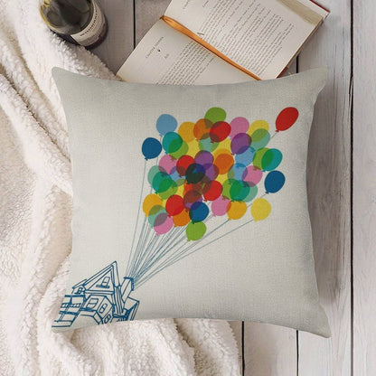 Up There - Up Linen Throw Pillow Cover
