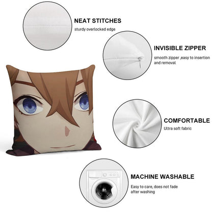 Childe (Tartaglia) Face Meme Soft High-Density Material Throw Pillow