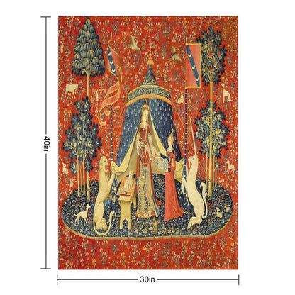 Lady And The Unicorn Medieval Tapestry Throw Blanket