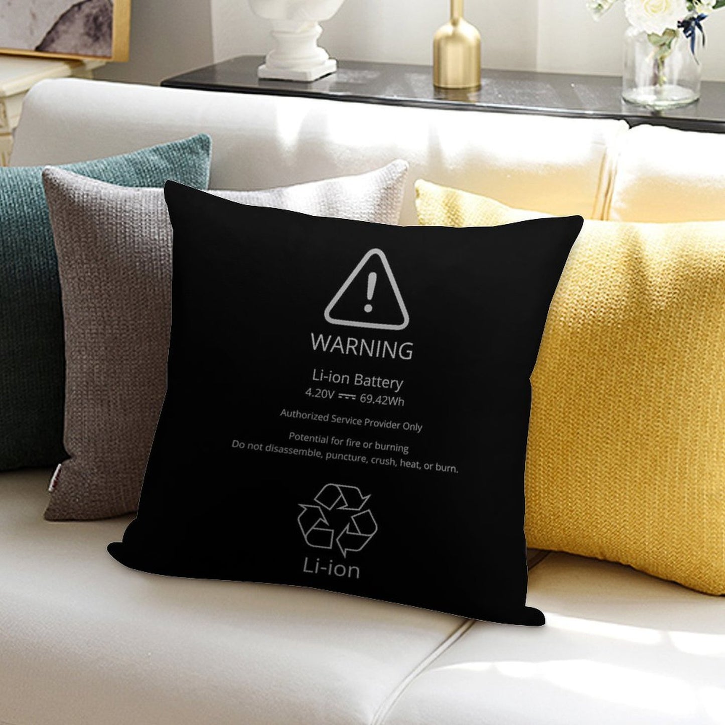 Swollen Battery  Lithium-ion Battery Soft Decorative Cover Throw Pillow